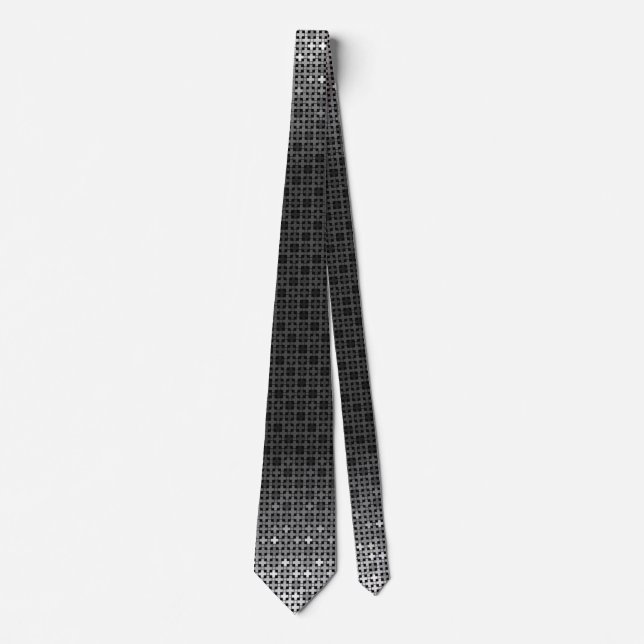 Black and white geometric gradient pattern  neck tie (Front)