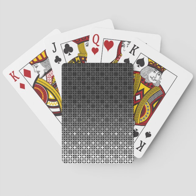 Black and white geometric gradient pattern  poker cards (Back)