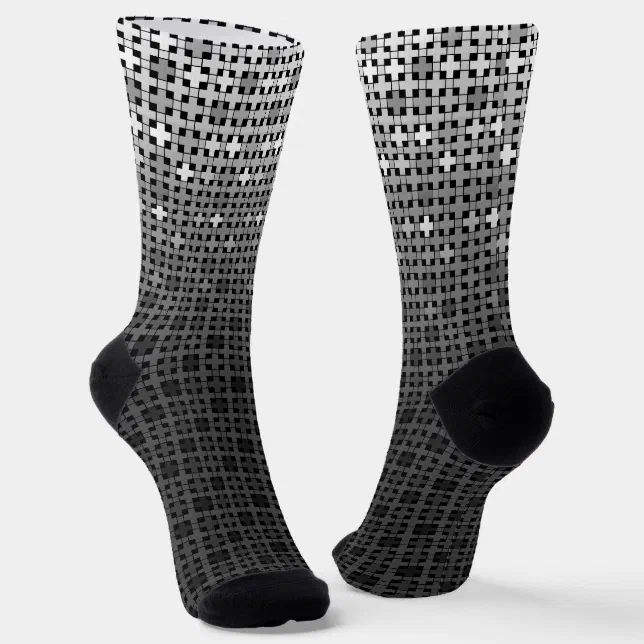 Black and white geometric gradient pattern socks | Zazzle