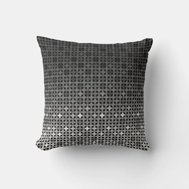 Black and white geometric gradient pattern  throw pillow (Front)