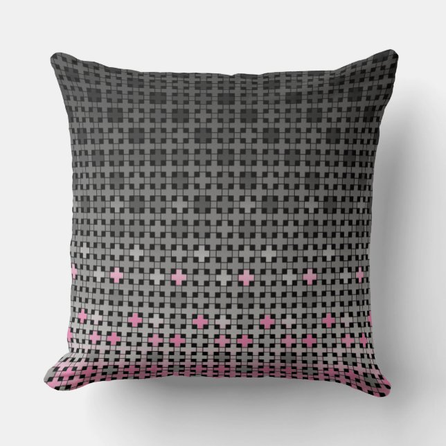 Black and white geometric gradient pattern  throw pillow (Front)