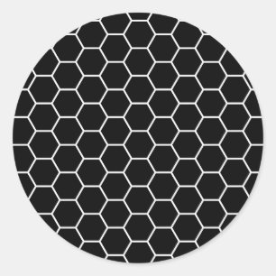 Black and White Geometric Hexagon Pattern Classic Round Sticker