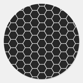 Black and White Geometric Hexagon Pattern Classic Round Sticker
