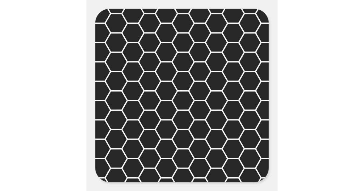 Black and White Geometric Hexagon Pattern Square Sticker ...