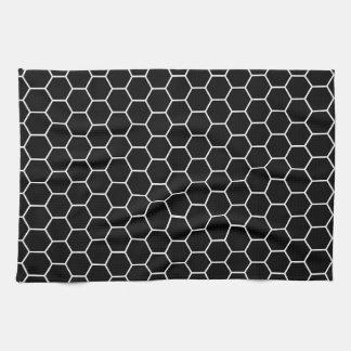 Black and White Geometric Hexagon Pattern Towel