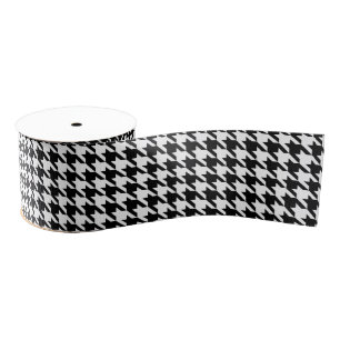 Black and White Geometric Houndstooth Grosgrain Ribbon