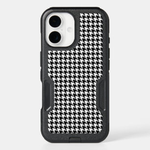 Black and White Geometric Houndstooth Pattern iPhone 16 Case