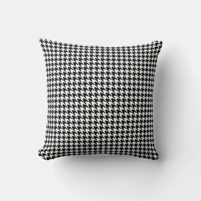 Black and White Geometric Houndstooth Pattern Throw Pillow (Front)