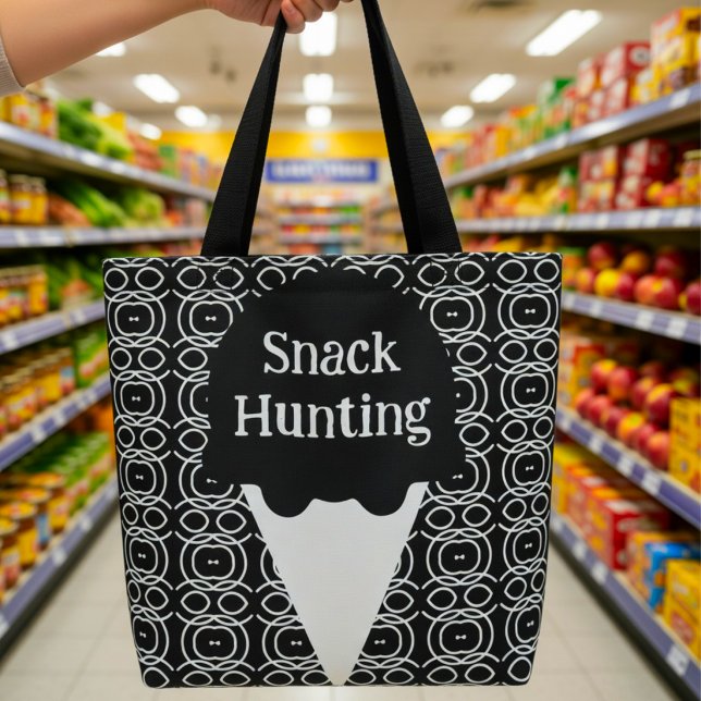 Black And White Geometric Ice Cream Cone Tote Bag (Creator Uploaded)