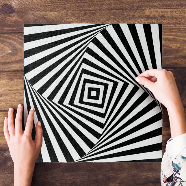 Black and White Geometric Illusion Holographic Jigsaw Puzzle (Creator Uploaded)