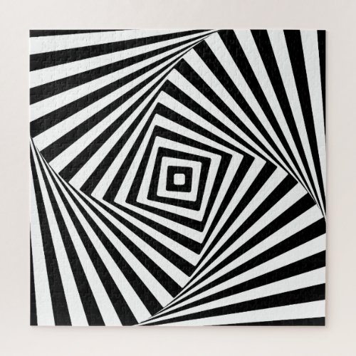 Black and White Geometric Illusion Holographic Jigsaw Puzzle