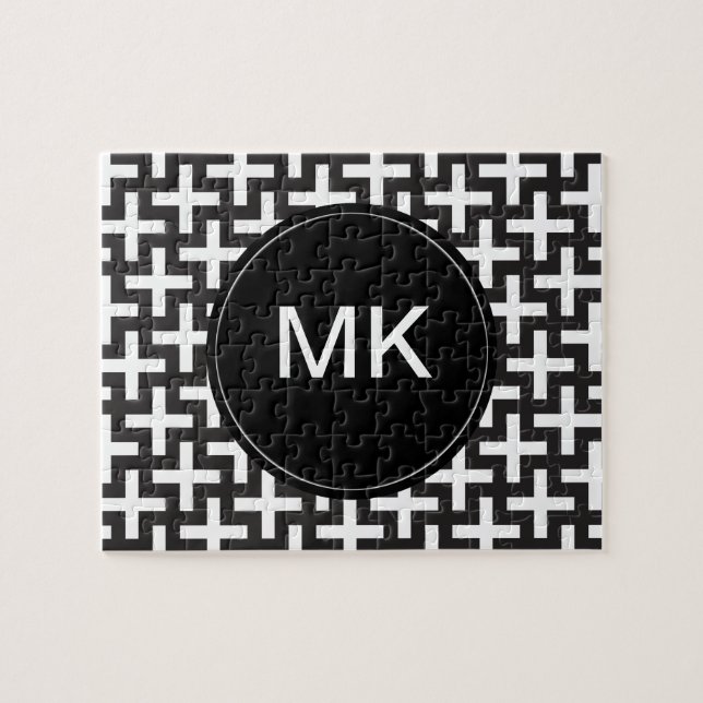 Black and White Geometric Jigsaw Puzzle (Horizontal)