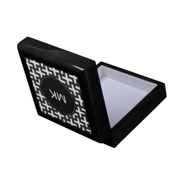 Black and White Geometric Keepsake Box (Back Open)