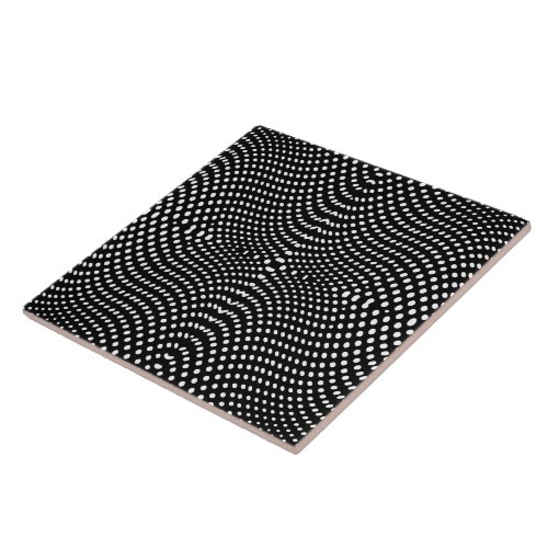 Black and White Geometric Kinetic Pattern Ceramic Tile