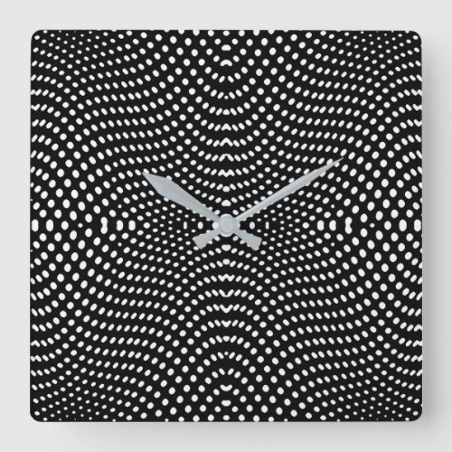 Black and White Geometric Kinetic Pattern Square Wall Clock