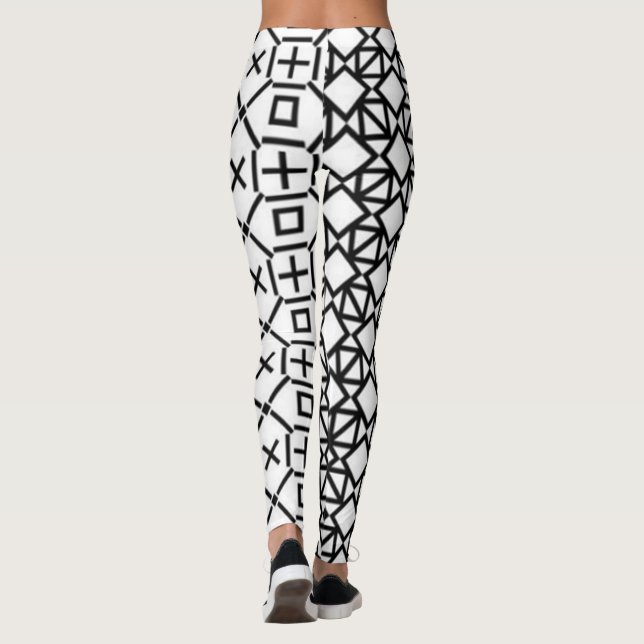 Black and White Geometric Leggings (Back)