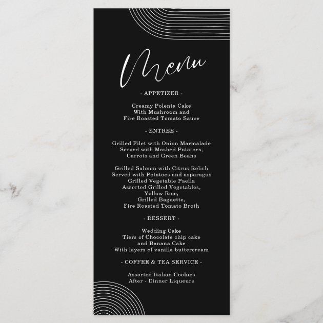 Black and White Geometric Line Art Simple Menu