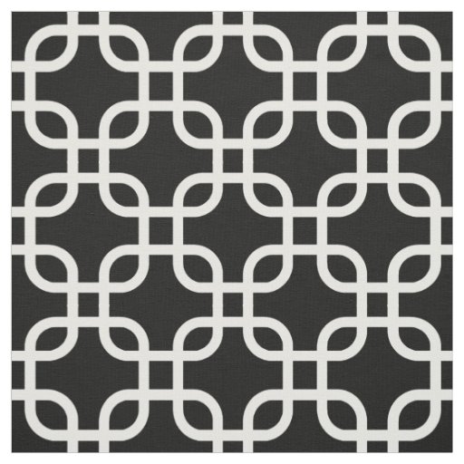 Black and White Geometric Links Pattern Fabric