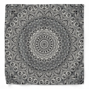 Black and White Geometric Mandala Pattern Bandana