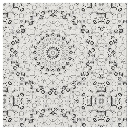Black and White Geometric Mandala Pattern Fabric