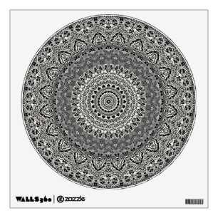 Black and White Geometric Mandala Pattern Wall Decal