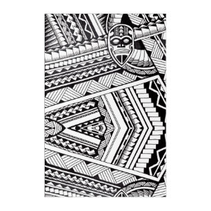 Black and White Geometric Mandala Tribal Pattern Acrylic Print