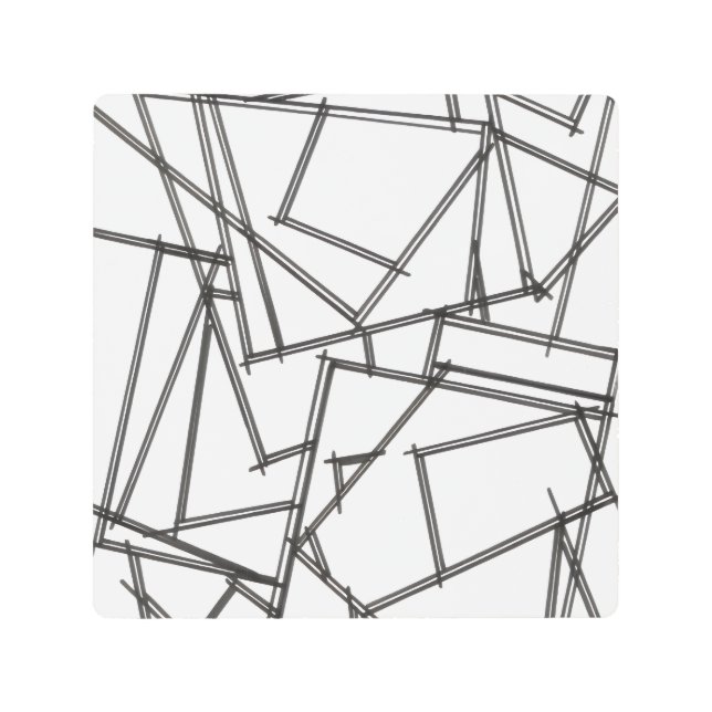 Black And White Geometric Metal Print (Front)