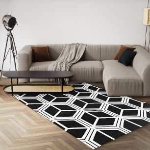 Black And White Geometric Modern Abstract Area Rug
