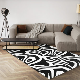 Black And White Geometric Modern Abstract Area Rug