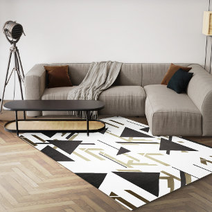 Black And White Geometric Modern Abstract Area Rug