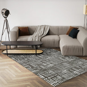 Black And White Geometric Modern Abstract Area Rug