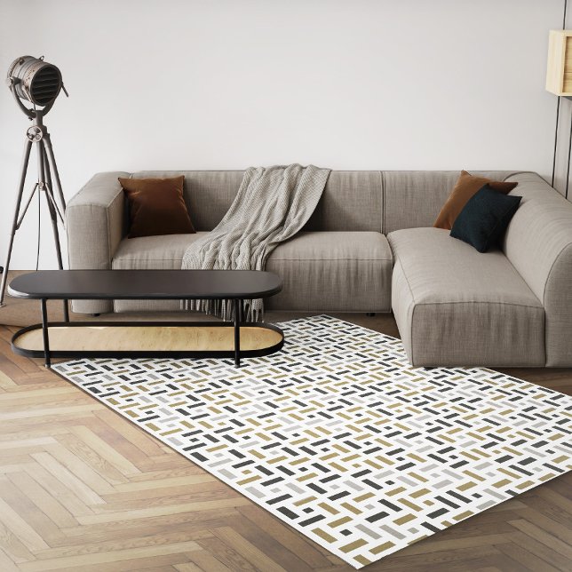 Black And White Geometric Modern Abstract Area Rug (black and white abstract geometric 8x10 area rug)