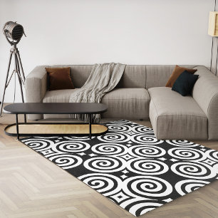 Black And White Geometric Modern Abstract Area Rug