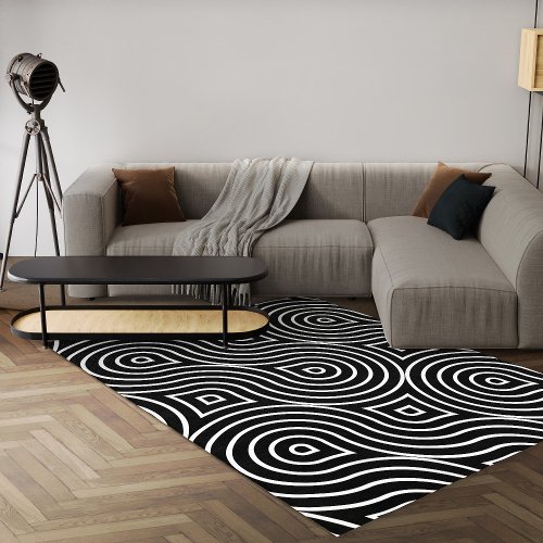 Black And White Geometric Modern Abstract Area Rug