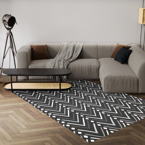 Black And White Geometric Modern Abstract Area Rug