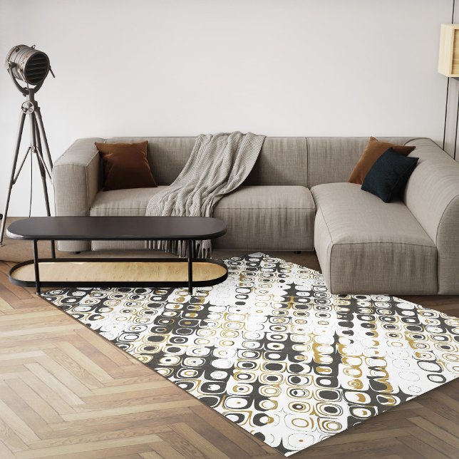 Black And White Geometric Modern Abstract Area Rug (black and white abstract geometric 8x10 area rug)