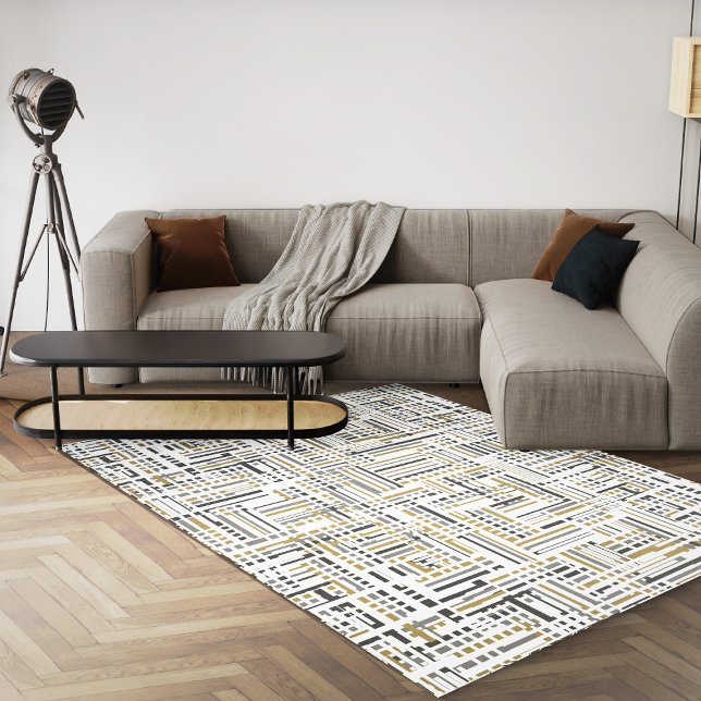 Black And White Geometric Modern Abstract Area Rug (black and white abstract geometric 8x10 area rug)