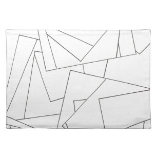 Black and White Geometric-Modern Minimalist Cloth Placemat