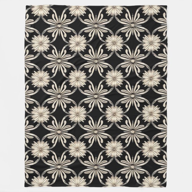 🖤 Black And White Geometric Modern Minimalist Fleece Blanket (Front)