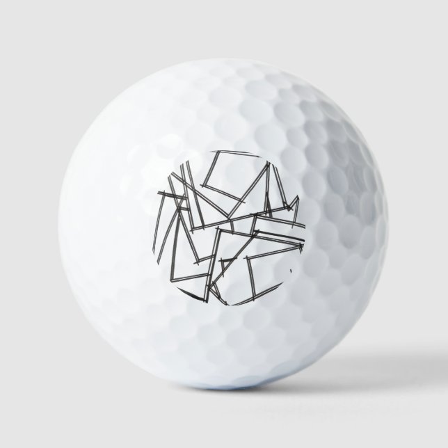 Black And White Geometric-Modern Minimalist Golf Balls (Front)