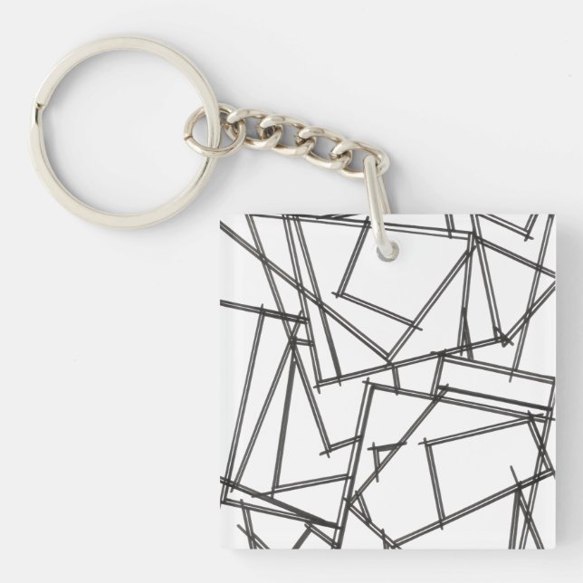 Black And White Geometric-Modern Minimalist Keychain (Front)