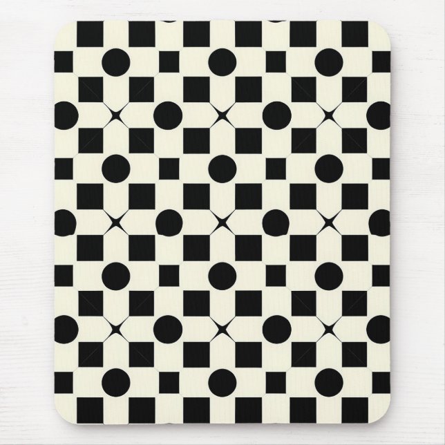 Black and White Geometric Modern Minimalist Office Mouse Pad (Front)
