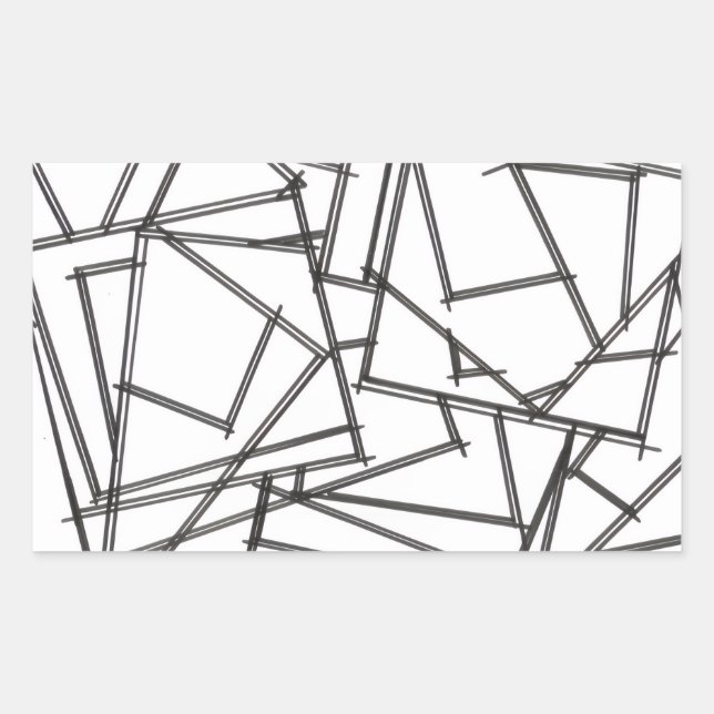 Black And White Geometric-Modern Minimalist Rectangular Sticker (Front)