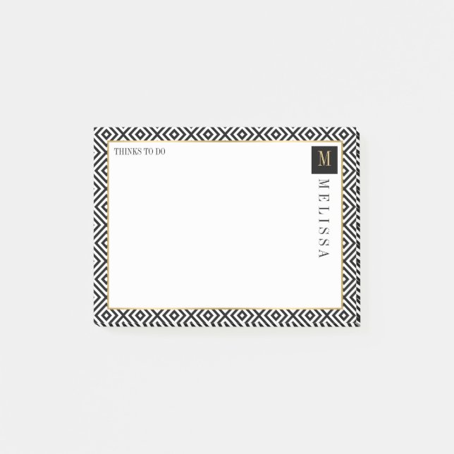 Black And White Geometric Modern Pattern Post-it Notes (Front)