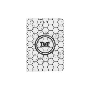 Black and white geometric monogram passport holder