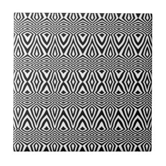 Black And White Geometric Mosaic Optical Illusion  Ceramic Tile