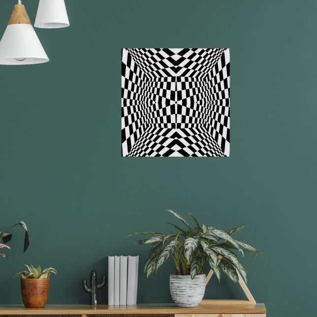 Black and White Geometric Moving Pattern Poster (Living Room 1)