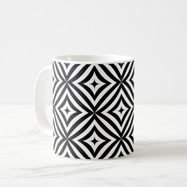 Black and White Geometric Mug (Front Left)