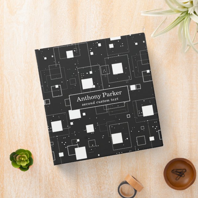 Black and White Geometric Pattern 3 Ring Binder (In Situ)