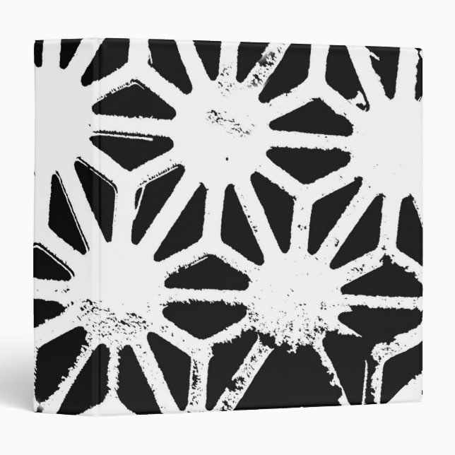 Black and white geometric pattern 3 ring binder (Front/Spine)